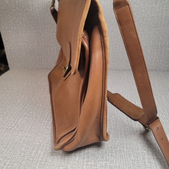 Vintage Coach Tan Leather Briefcase Laptop Messenger Bag Brown Tote - Picture 6 of 12